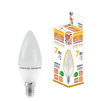 Лампа светодиодная TDM FС37-7 Вт-230 В-4000 К–E14 Народная - Светильники - Лампы - Магазин электрооборудования Проф-Электрик